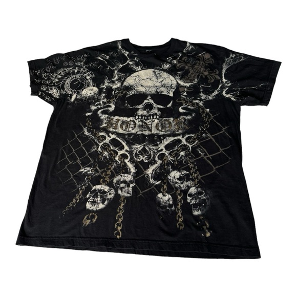 Xzavier Da Grind "Honor” with rhinestones sparkling skull T-Shirt | XL - Picture 4 of 7